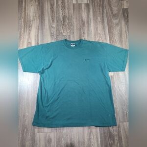 90s Vintage Forest Green Embroidered Nike T-Shirt